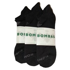 BOMBAS Socks Men's XL (US 13.5-16) Black Gray Ankle Logo NEW Lot Of 3